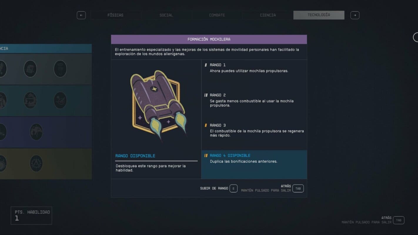 Starfield cómo desbloquear el jetpack y usar la mochila propulsora