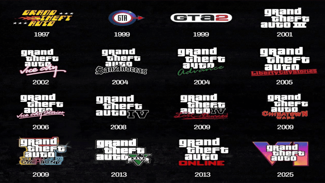 Así han evolucionado los logos de la saga GTA desde 1997 hasta 2025 con