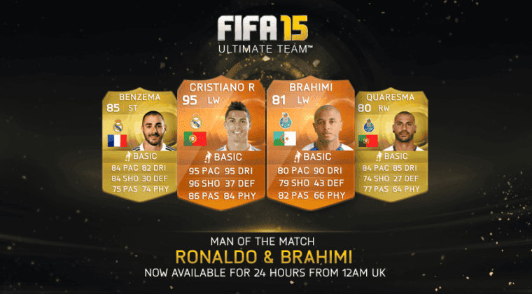 Imagen de Cristiano Ronaldo y Brahimi, nuevos MOTM para FIFA 15 Ultimate Team