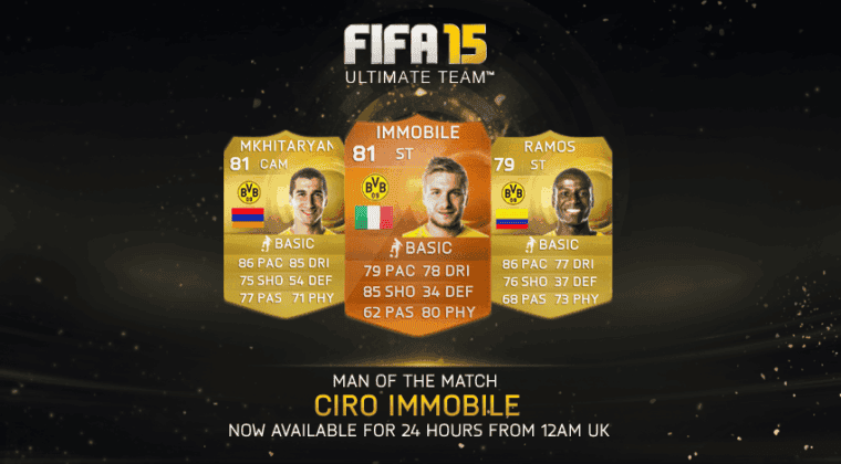 Imagen de Ciro Immobile, nuevo MOTM para FIFA 15 Ultimate Team