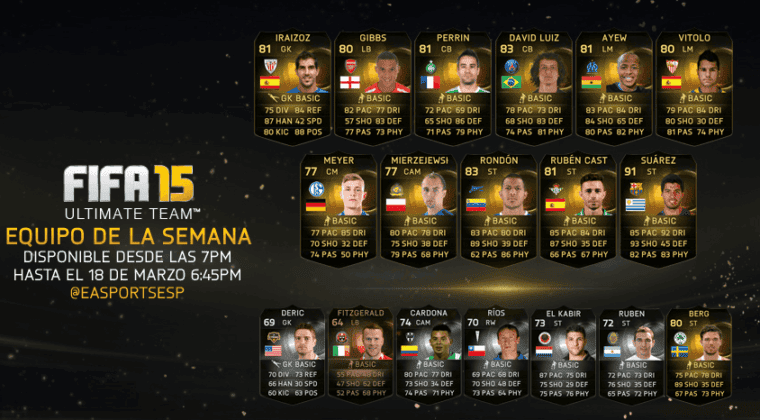 Imagen de Descubre el equipo de la semana de FIFA 15 FUT