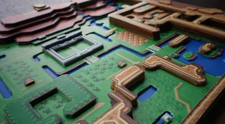 Imagen de Así es el overworld de The Legend of Zelda: A Link to the Past recreado en papel