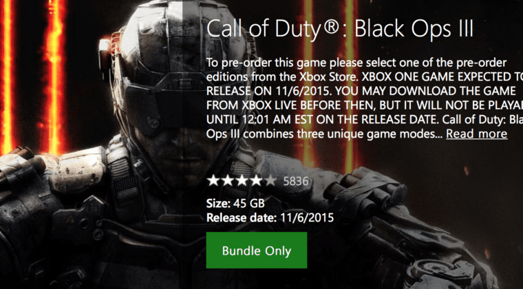 Imagen de Call of Duty: Black Ops 3 demandará en Xbox One 45GB de espacio