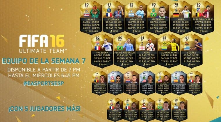 Imagen de Ya está disponible el Equipo de la Semana 7 en FIFA 16 Ultimate Team