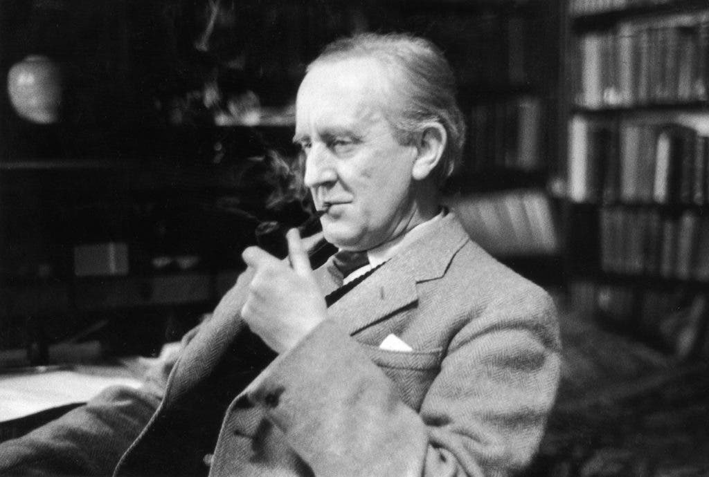 December 1956: British writer J R R Tolkien (1892 - 1973), enjoying a pipe in his study at Merton College, Oxford, where he is a Fellow. Original Publication: Picture Post - 8464 - Professor J R R Tolkien - unpub. (Photo by Haywood Magee/Picture Post/Getty Images)