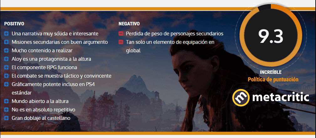 nota horizon zero dawn