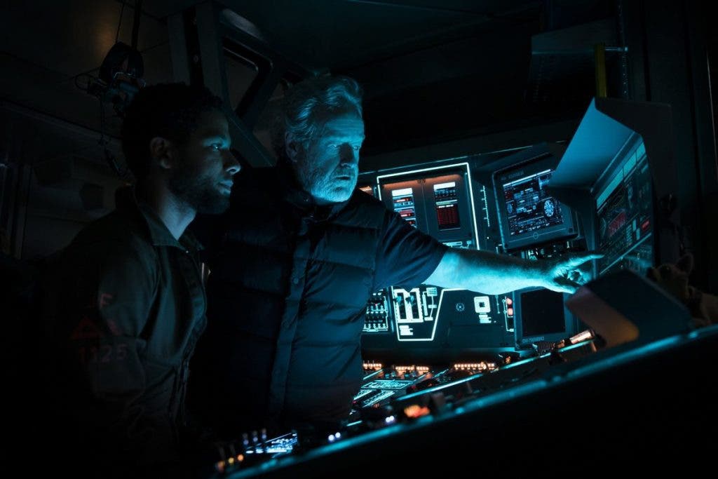 Alien Covenant Jussie Smollett and Ridley Scott BTS