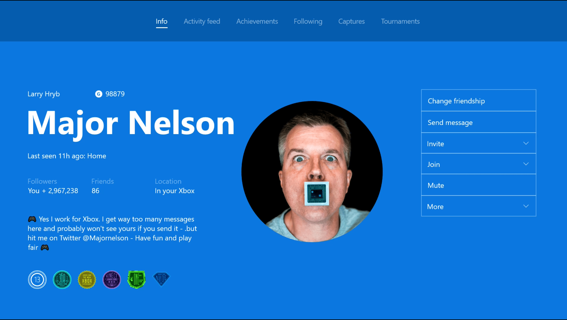 major nelson profile
