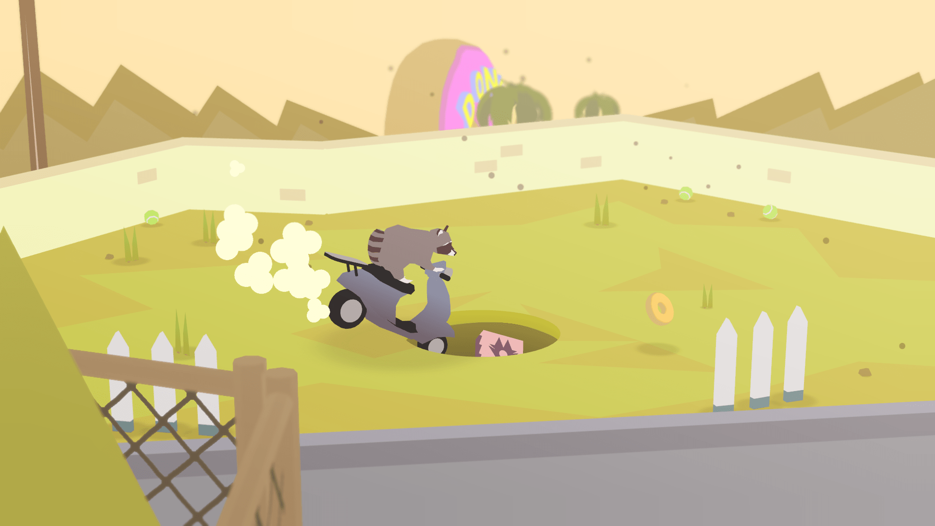 Imagen de Donut County, el juego donde resolver puzles usando un agujero