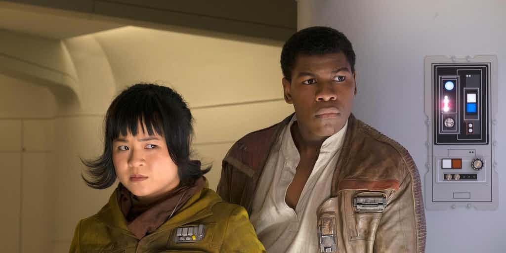Kelly Marie Tran as Rose Tico and John Boyega as Finn in Star Wars The Last Jedi