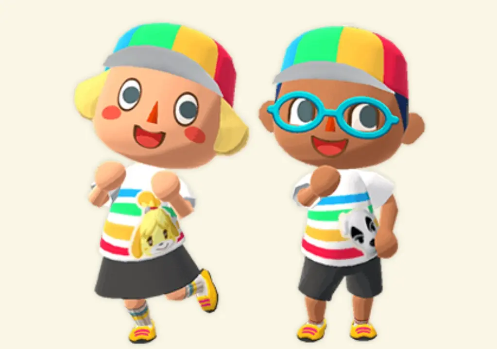 animal crossing pocket camp traje arcoiris