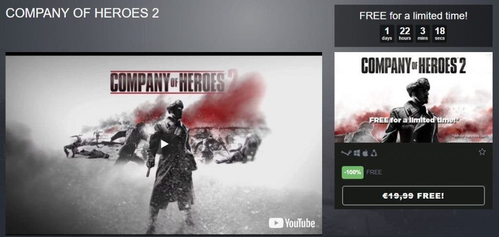 Company of Heroes 2 gratis humble store
