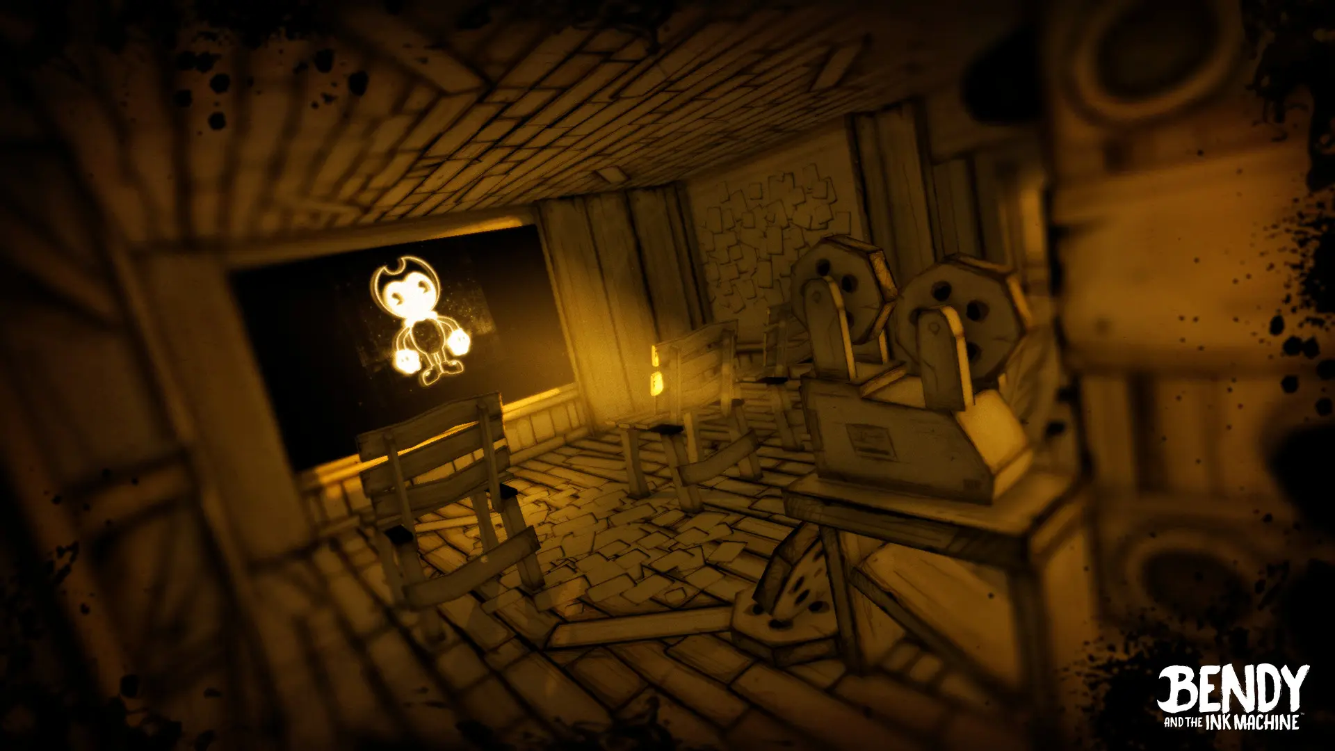 Imagen de Bendy and the Ink Machine muestra un corto animado por la Navidad