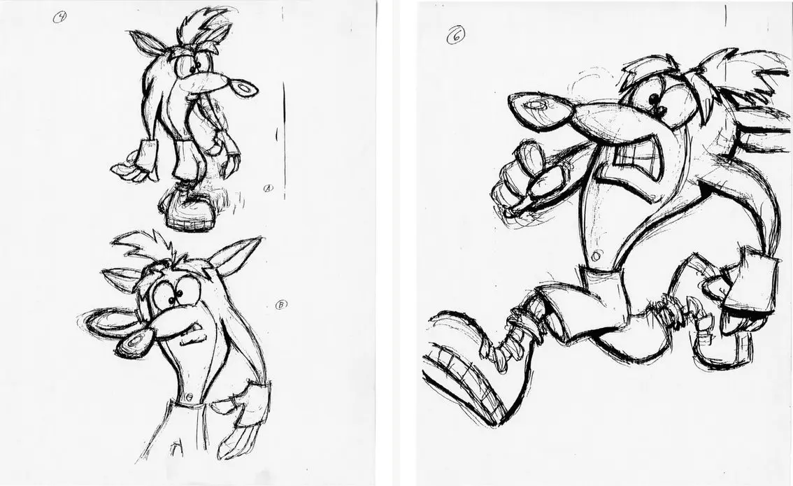 Imagen de Se publican algunos de los bocetos originales de Crash Bandicoot