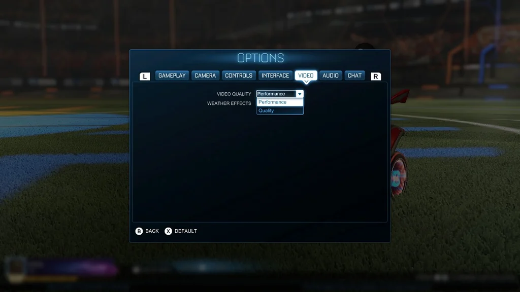 Rocket League Video Options Screenshot Nintendo Switch