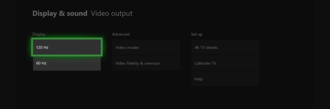 120 hz pantalla xbox one