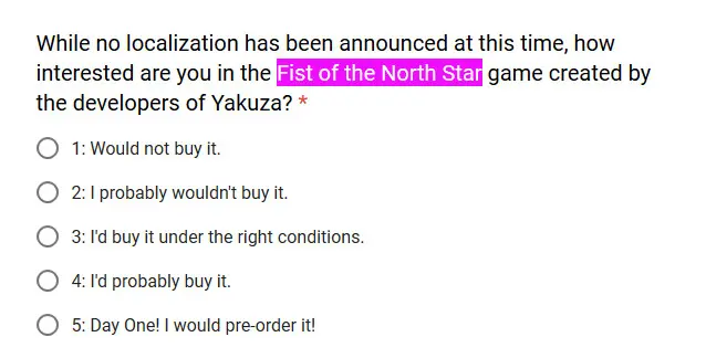 Yakuza 6 encuesta