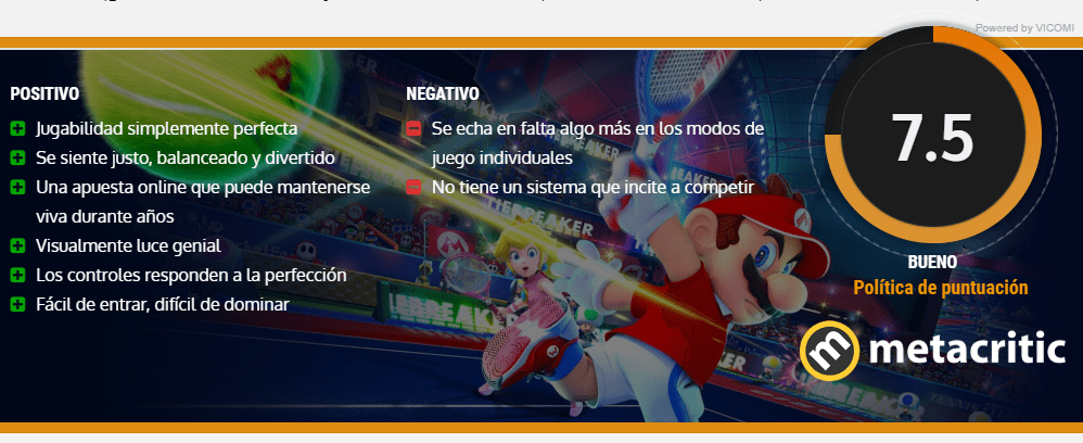 nota mario tennis