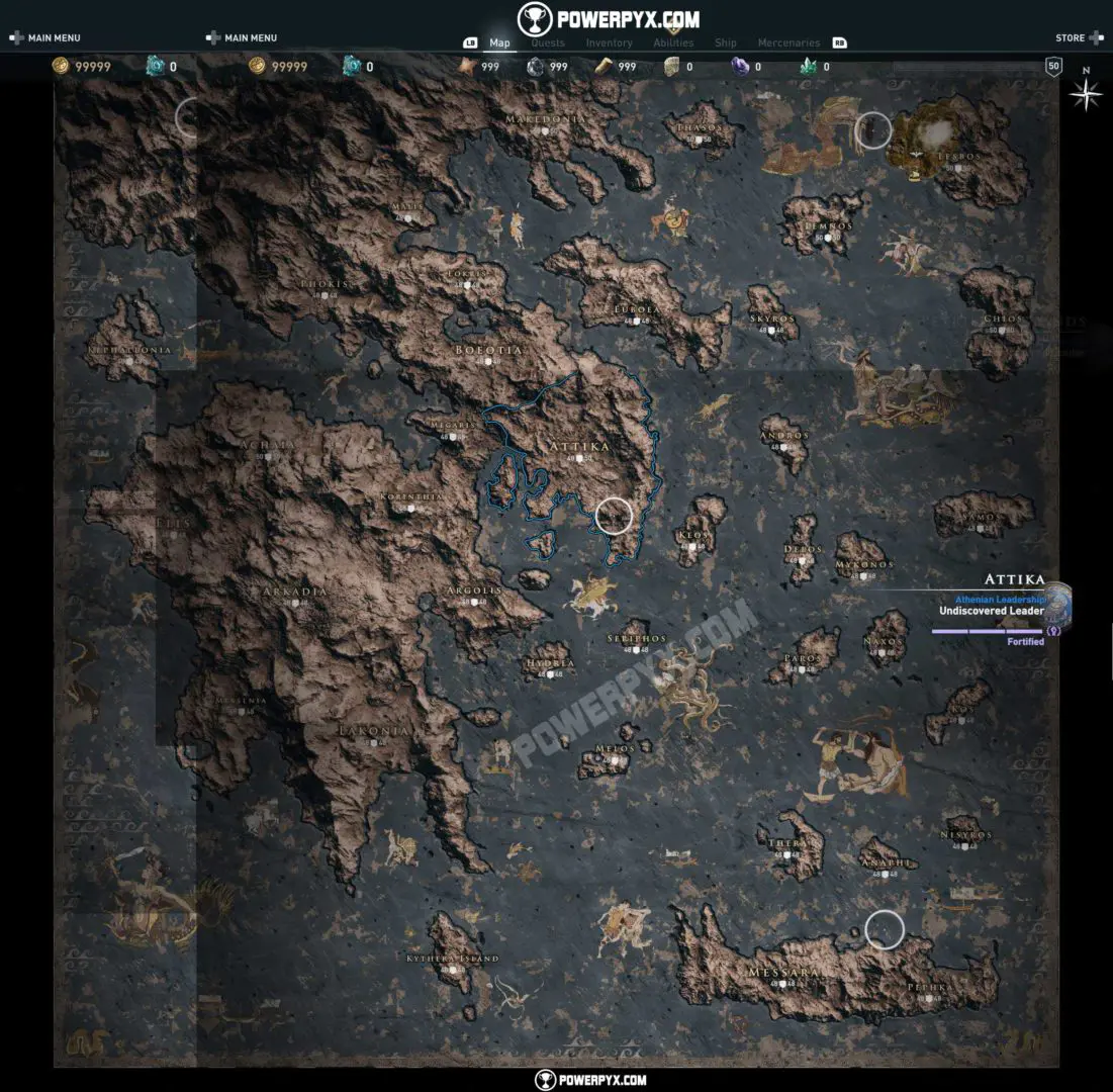 assassins creed odyssey full map