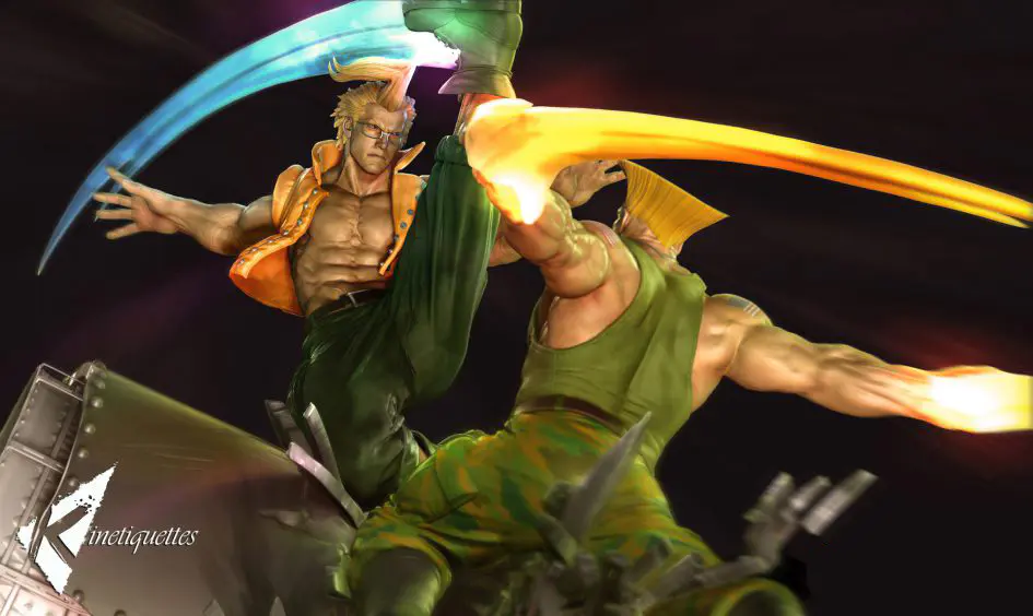 Imagen de Kinetiquettes da forma a un espectacular diorama de Guile y Charlie Nash de Street Fighter