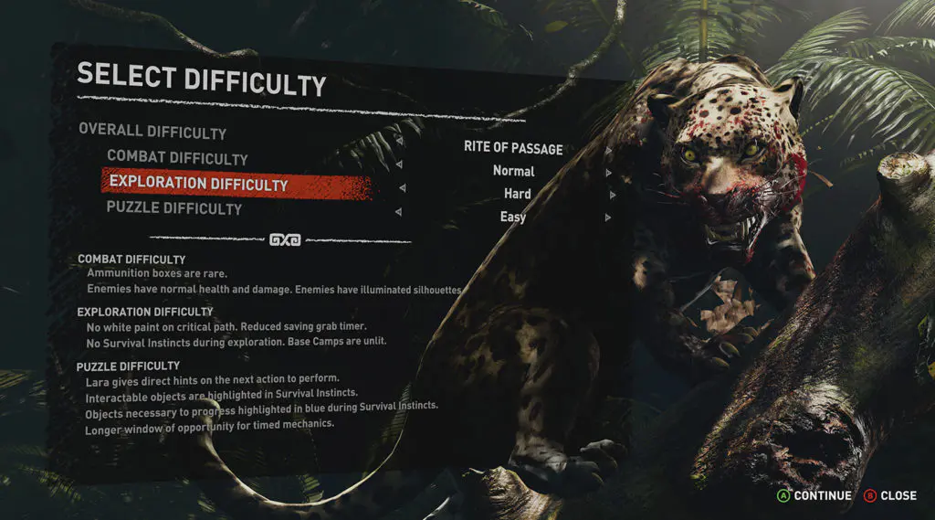 shadow of the tomb raider dificultad