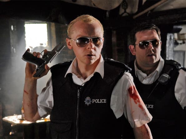 hot fuzz 2007 simon pegg with gun and nick frost 00n pai