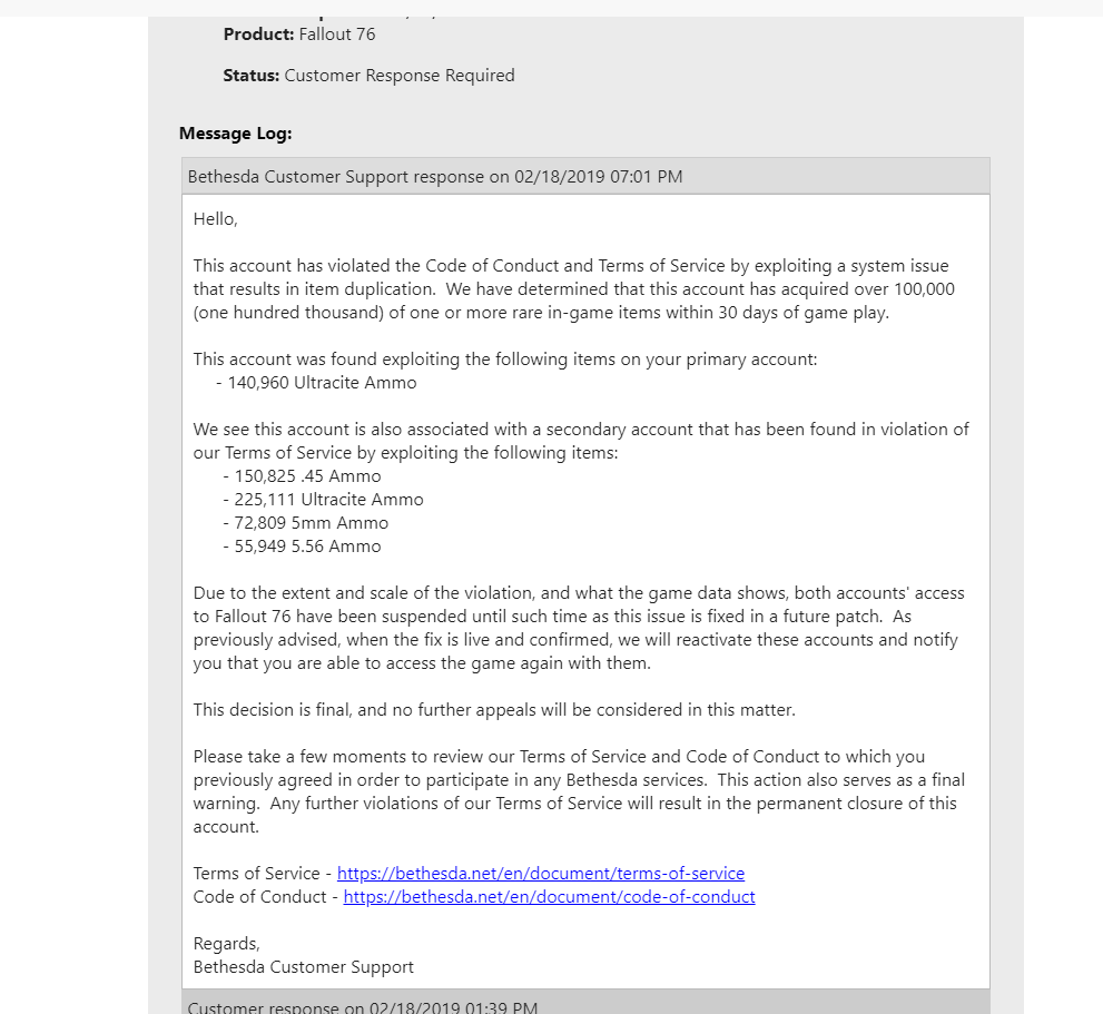 fallout 76 ban issue