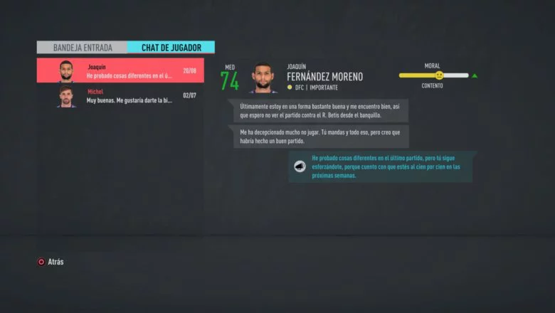FIFA 20 Carrera en los menus 2