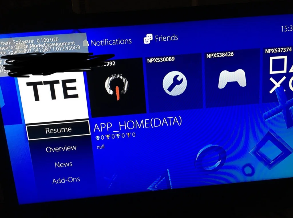 menu ps5 desarrollo