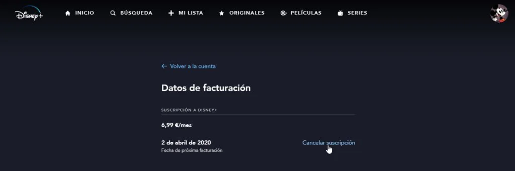 Disney Plus cancelar