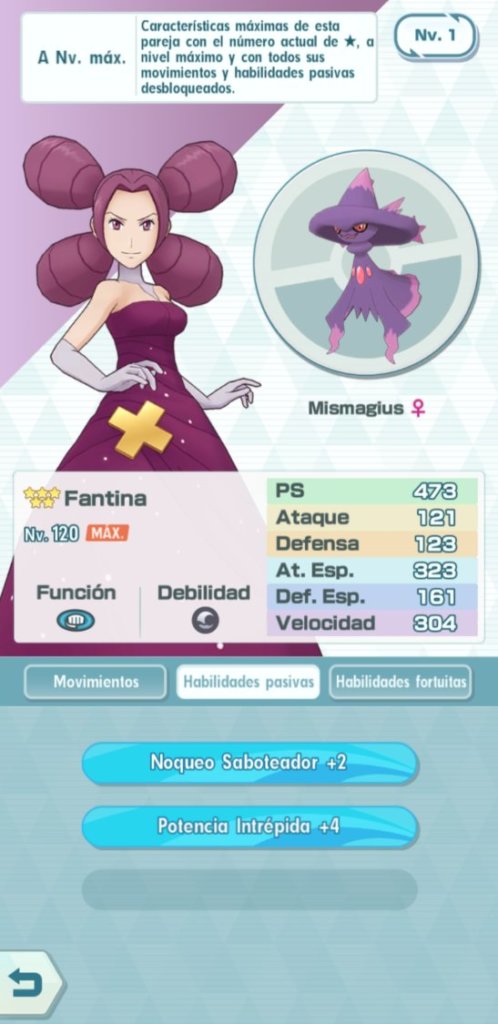 Pokémon Masters Fantina habilidades