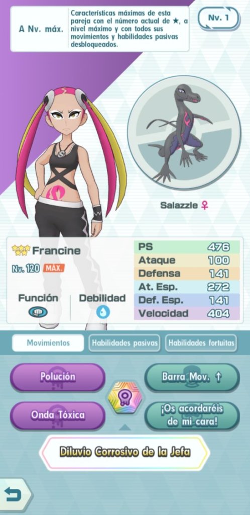 Pokémon Masters Francine y Salazzle