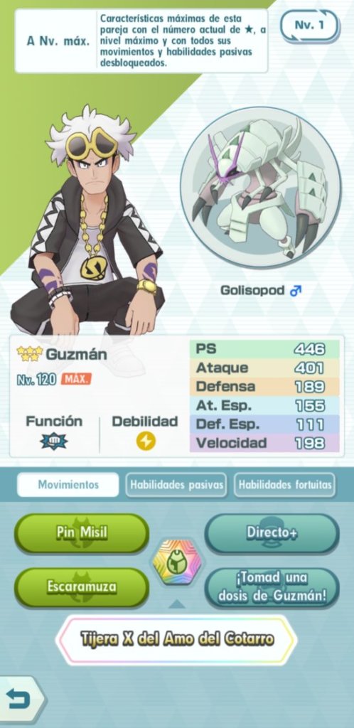 Pokémon Masters Guzmán y Golisopod