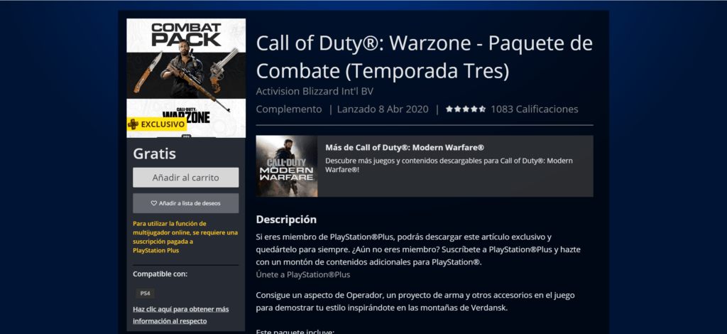 Paquete de Combate en PlayStation Store