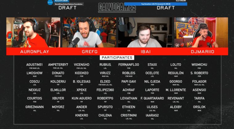 Imagen de Así quedan los equipos de los cinco juegos de los CalvoGames, el torneo benéfico de TheGrefg