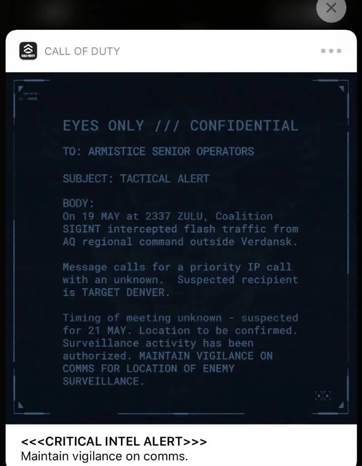 Mensaje aplicación Warzone