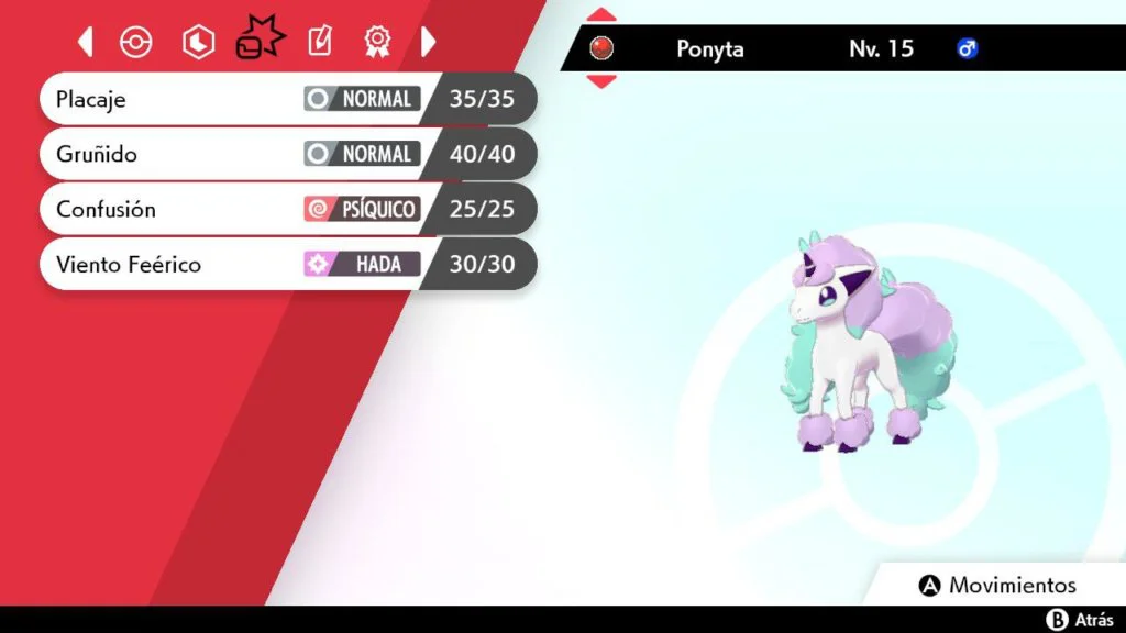 Ponyta de Galar movimientos