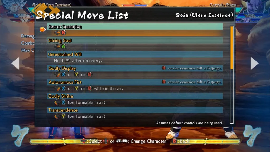 dragon ball fighterz goku ui movimientos 1