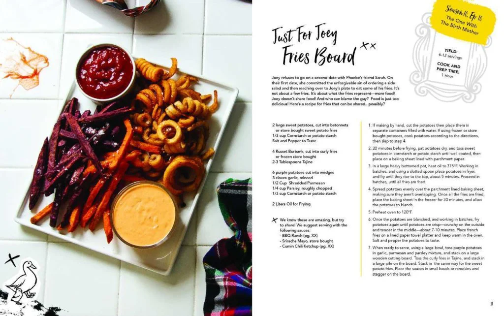 friends cookbook just for joey fries board