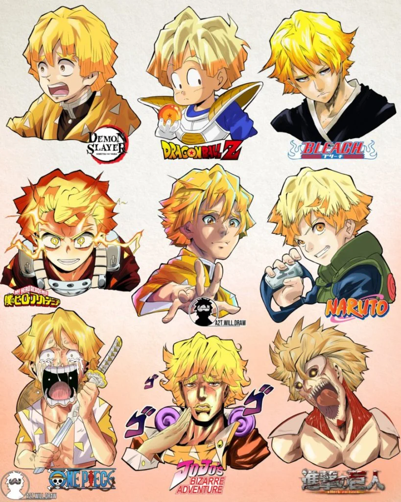 zenitsu en 9 animes