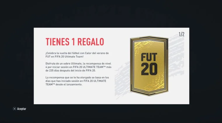 Imagen de FIFA 20: asegúrate de iniciar sesión en Ultimate Team para conseguir sobres gratuitos