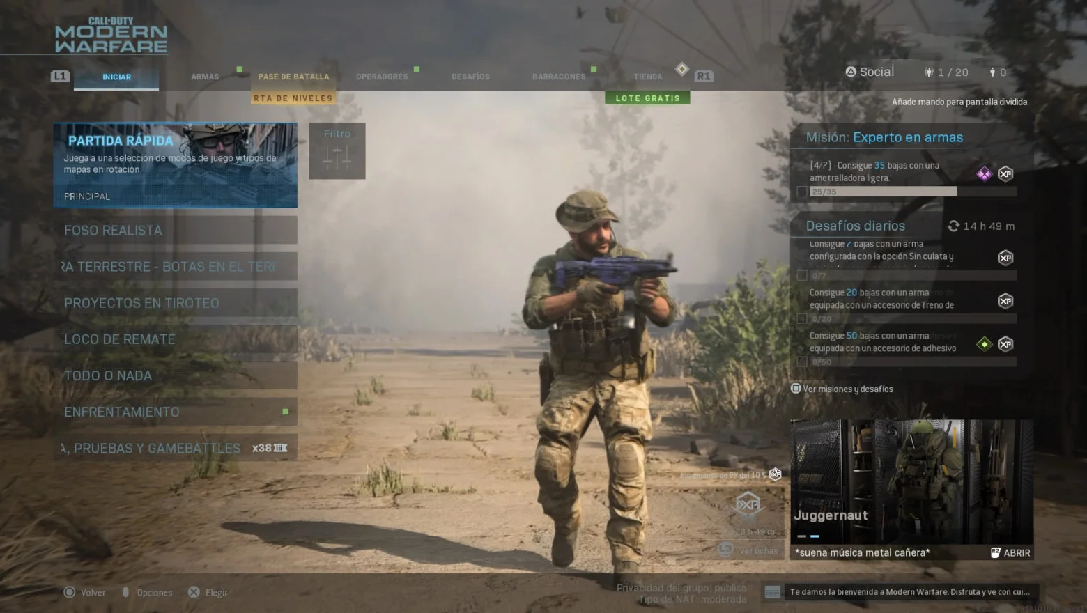 Modern Warfare y Warzone Lobby