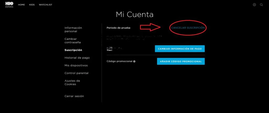 hbo cancelar