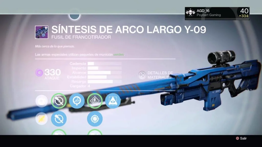 Destiny 2 Sintesis de Arco Largo