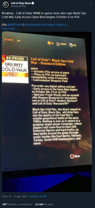 Call of Duty: Black Ops Cold War - Refuerzan la fecha de la beta para inicios de octubre