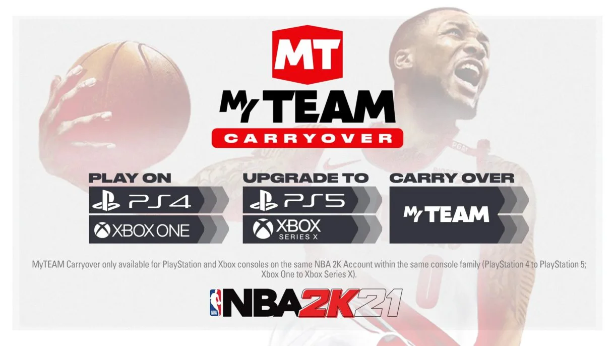 Mi Equipo de NBA 2K21 pasará el progreso de PS4 a PS5 y de Xbox One a Xbox Series X