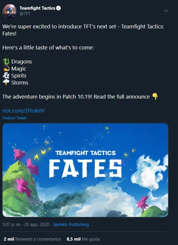 TFT presenta 'Fates', con nuevos sets de personajes en la versión 10.19