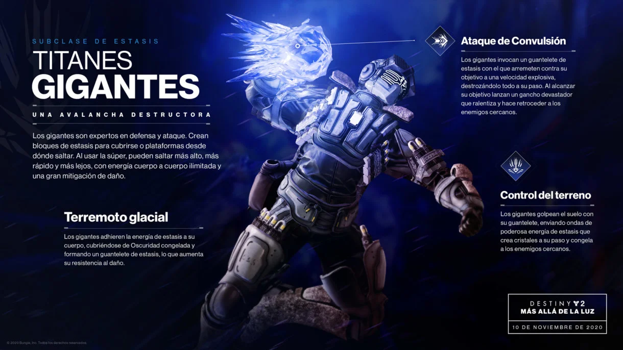 Destiny 2 Titanes Gigantes especificaciones