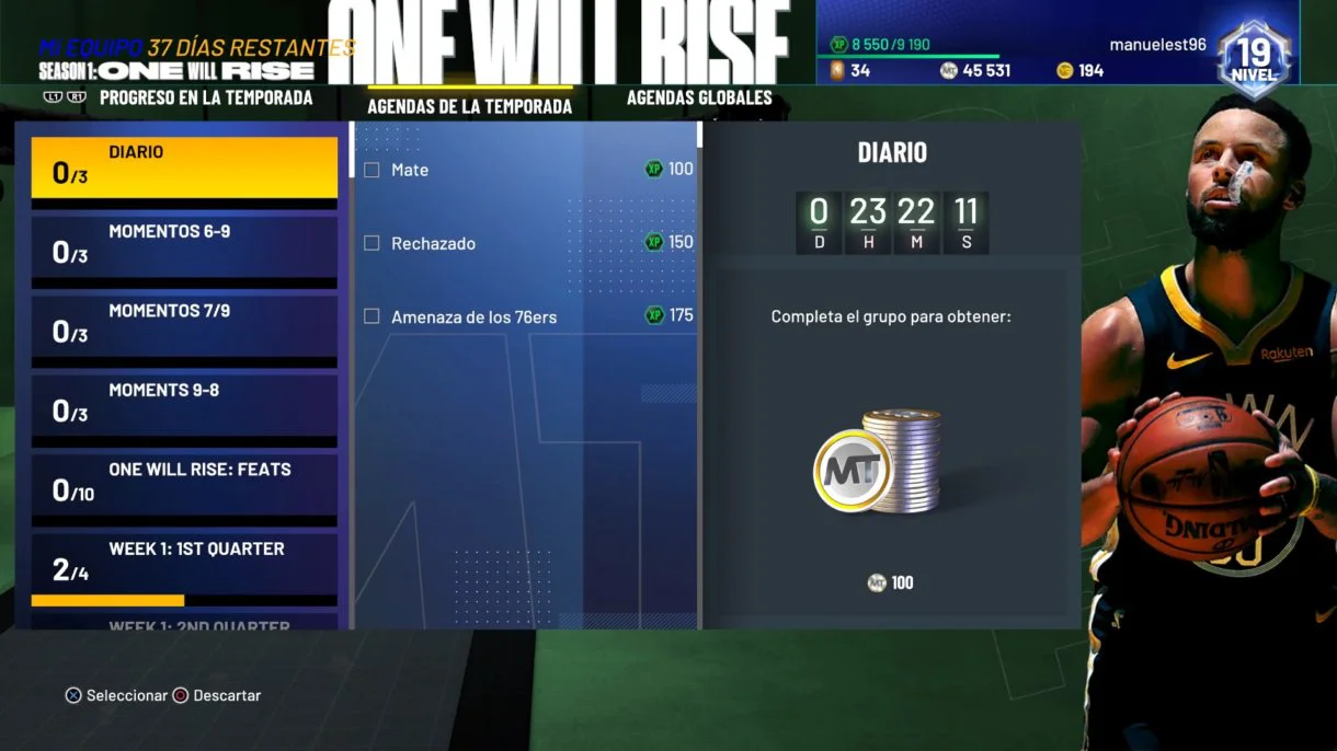 Objetivos diarios MyTeam NBA 2K21