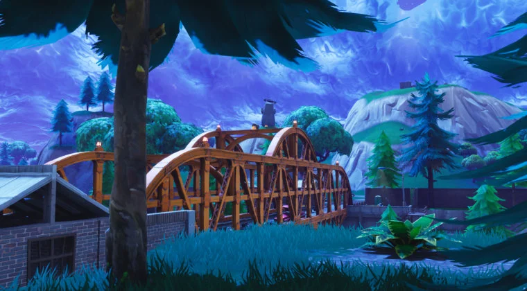 Imagen de Fortnite: Pasa por debajo de puentes de acero de distintos colores con una lancha motora